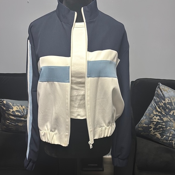 Zara Navy and White Track Jacket - Picture 1 of 5